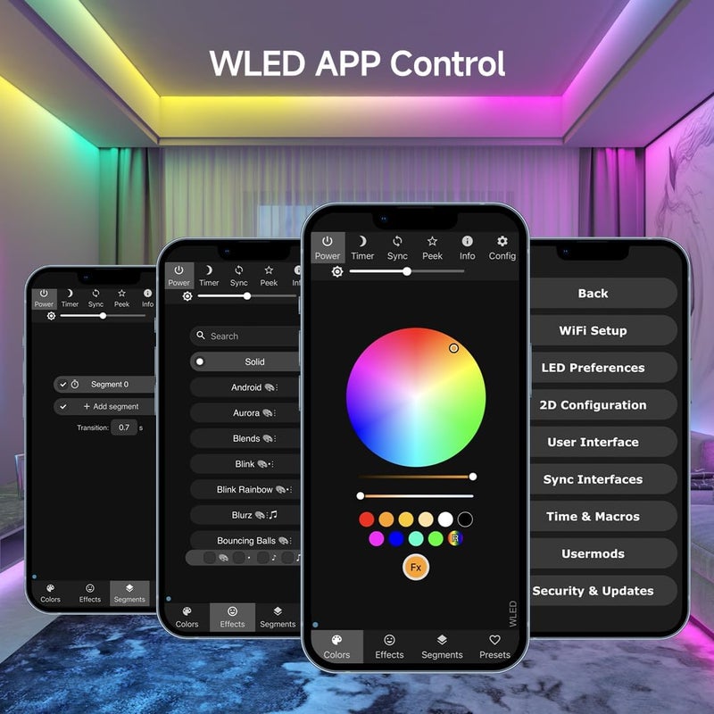 BTF-LIGHTING ESP32 WLED LED Strip Controller SP803E Built-in Mic DIY Dynamic Modes UART USB Type-C Download for WS2811,WS2812,SK6812,WS2814,WS2815 Addressable LED Strip/Matrix,PWM Dimming CCT RGB LED - Image 5